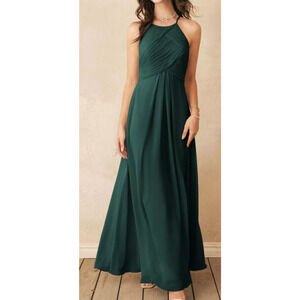 AW BRIDAL 8 M hunter green Aderes bridesmaid formal party gala maxi dress B62